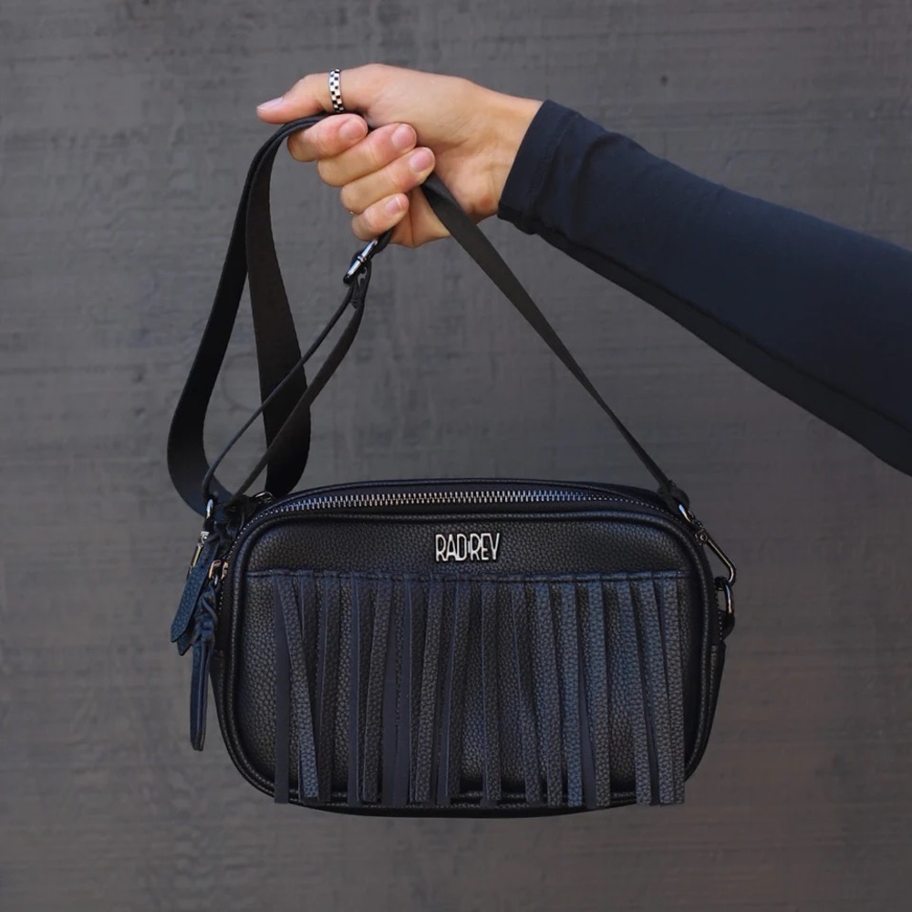 RadRev Fringe Sling Bag in Black